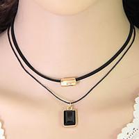 Women\'s Choker Necklaces Layered Necklaces Gemstone Resin Alloy Fashion Black Jewelry Party Daily Casual 1 pair
