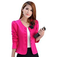 womens fall blazer solid round neck long sleeve pink red white black o ...