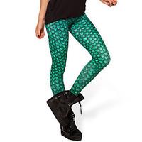 Women Print Solid Color Legging, Polyester Medium