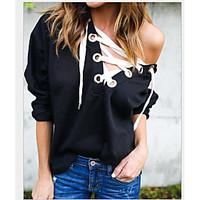 womens casualdaily going out club sexy simple sweatshirt solid cut out ...