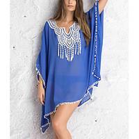 Women\'s Halter One-pieces / Cover-Ups, Tassels / Solid Wireless / Padless Bra Chiffon White / Blue