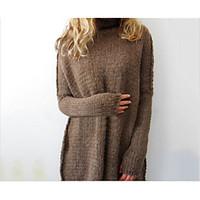 womens casualdaily simple long pullover solid turtleneck long sleeve c ...