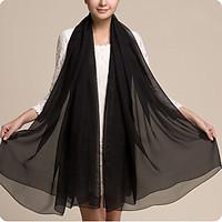 women cute pure color high end elegant black silk scarves chiffon shaw ...