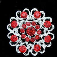 Women\'s Fashion Red Crystal Silver Plated Brooch