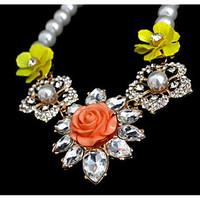 Women\'s Pendant Necklaces Imitation Diamond Gem Chrome Flower Style Euramerican Fashion Jewelry For Party Special Occasion Birthday Gift