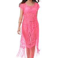 Womens Nylon Lace Tassels Beauty Sexy Mesh Beach Cover-Up