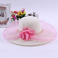 Women\'s Mesh Straw Floral Summer Or Spring Simple Sun Hat