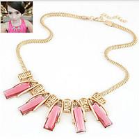 Women\'s Statement Necklaces Crystal Gemstone Crystal Alloy Statement Jewelry Blue Pink Jewelry