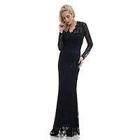 Women\'s Lace Sexy Slim Blue/Black/White V-neck Long Sleeve Lace Maxi Dress