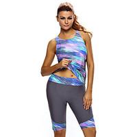 womens sleeveless top and cropped pants two piece unitard swimsuit