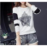 womens casualdaily simple t shirt print round neck long sleeve cotton  ...