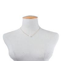 Women\'s Choker Necklaces Pendant Necklaces Imitation Pearl Obsidian Single Strand Imitation Pearl AlloyDangling Style Pendant Imitation