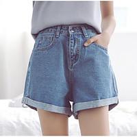 womens high rise micro elastic jeans shorts pants simple loose slim so ...