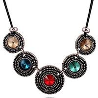 Women\'s Statement Necklaces Crystal Gemstone Crystal Alloy Fashion Statement Jewelry Green Blue Rainbow Jewelry