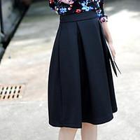 Women\'s Solid Blue / Black Skirts , Sexy Knee-length