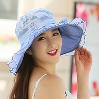 Women Sweet Lace Sun Beach Wide-brimmed Hat Print Casual Summer