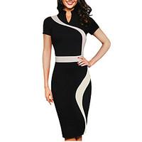womens formal partycocktail simple sheath dress solid turtleneck knee  ...