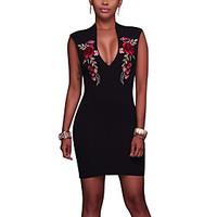 womens embroidery going out club sexy vintage bodycon dressfloral embr ...