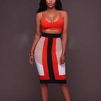 womens casualdaily club sexy street chic bodycon dress color block str ...