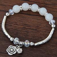 womens charm bracelet crystal resin alloy fashion flower silver dark b ...