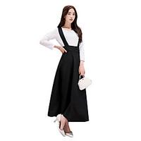 womens high rise casualdaily midi skirts swing solid spring