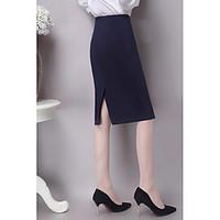 Women\'s High Rise Work Knee-length Skirts Bodycon Solid Spring