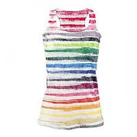 Women\'s Casual/Daily Beach Street chic Summer Tank Top, Rainbow Round Neck Sleeveless Polyester Medium
