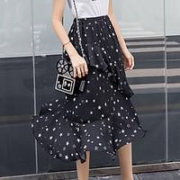 womens mid rise going out casualdaily midi skirts trumpetmermaid chiff ...