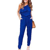 womens off the shoulderruffle mid rise work holiday jumpsuits sexy sim ...