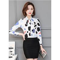 womens going out simple shirt polka dot shirt collar long sleeve other ...