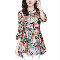 womens casualdaily simple all seasons blouse print round neck sleeve p ...