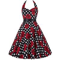 Women\'s Casual/Daily Skater Dress, Floral Sweetheart Midi Sleeveless Polyester Summer Mid Rise Micro-elastic Medium