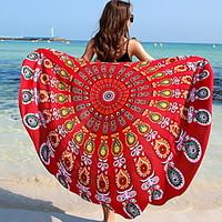 Women Bohemian Round Beach Mat Towel Print Towel Sunscreen Shawl Tourism Yoga Mat