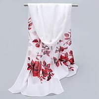 women chiffon rose flower print pastoral scarf shawl