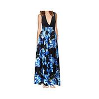 womens casualdaily simple loose dress floral deep v maxi sleeveless po ...