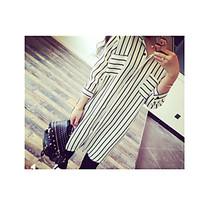 womens going out simple shirt striped shirt collar sleeve cotton