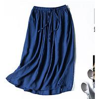 womens mid rise casualdaily midi skirts swing solid summer