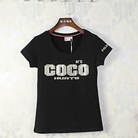 womens going out sexy t shirt solid round neck short sleeve polyester