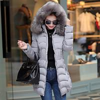 womens long padded coat plus size solid polyester polyester long sleev ...