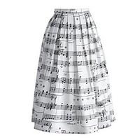 womens print white skirts street chic knee length summer dresses