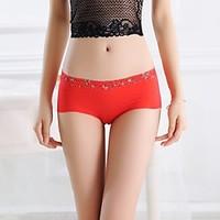 womens sexy print seamless ice silk panties underwear