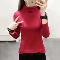 womens casualdaily simple fall t shirt solid turtleneck long sleeve bl ...