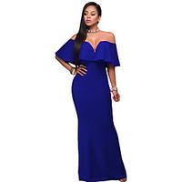 Women\'s Off The Shoulder Ruffle Off Shoulder Maxi Party Dress