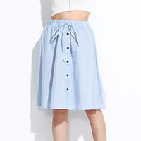 womens striped blue black skirtssimple knee length