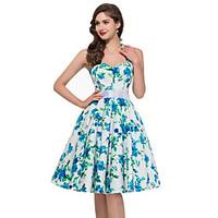 womens casualdaily beach holiday cute a line dress floral halter knee  ...