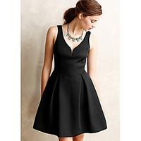 womens work sheath dress solid deep v above knee sleeveless polyester  ...