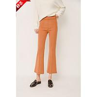 womens mid rise micro elastic chinos pants simple bootcut solid