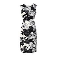 Women\'s Casual/Daily Beach Holiday Vintage Bodycon Dress, Print Round Neck Above Knee Sleeveless Polyester Spandex Summer High Rise