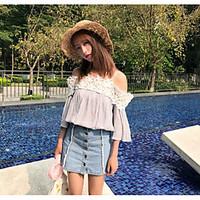 womens going out sexy summer blouse solid embroidered strap length sle ...