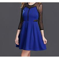 womens casualdaily simple trumpetmermaid dress solid embroidered round ...